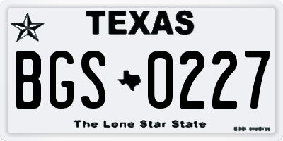 TX license plate BGS0227