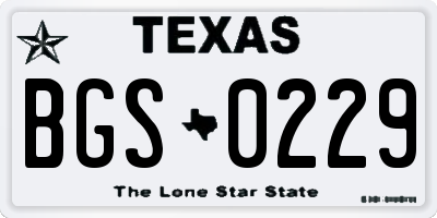 TX license plate BGS0229