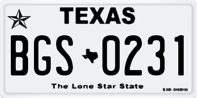 TX license plate BGS0231