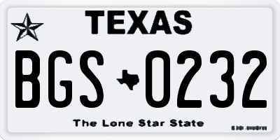 TX license plate BGS0232