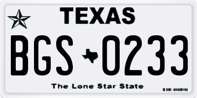 TX license plate BGS0233
