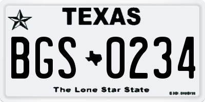TX license plate BGS0234