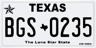 TX license plate BGS0235