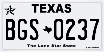 TX license plate BGS0237
