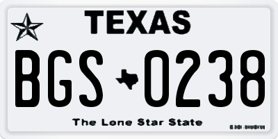 TX license plate BGS0238