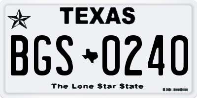 TX license plate BGS0240