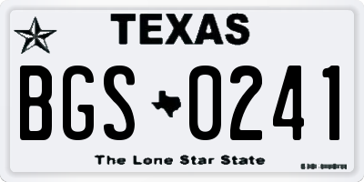 TX license plate BGS0241