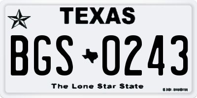 TX license plate BGS0243