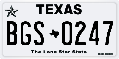 TX license plate BGS0247