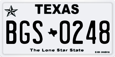 TX license plate BGS0248