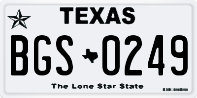TX license plate BGS0249