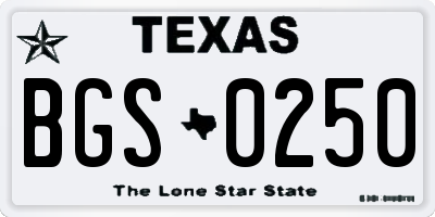 TX license plate BGS0250