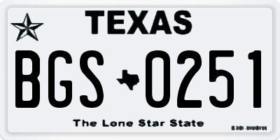 TX license plate BGS0251