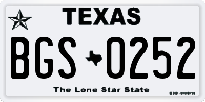 TX license plate BGS0252