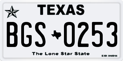 TX license plate BGS0253