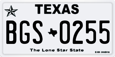 TX license plate BGS0255
