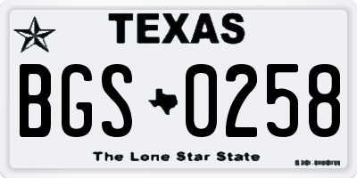 TX license plate BGS0258