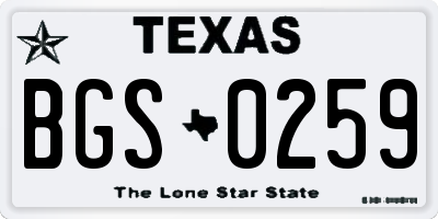 TX license plate BGS0259