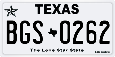 TX license plate BGS0262