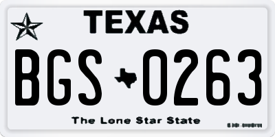 TX license plate BGS0263