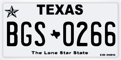 TX license plate BGS0266