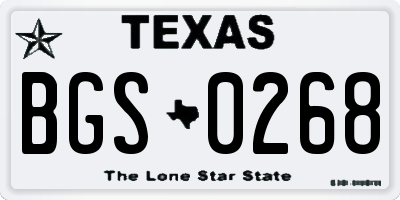 TX license plate BGS0268