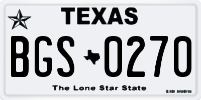 TX license plate BGS0270
