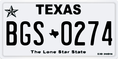 TX license plate BGS0274