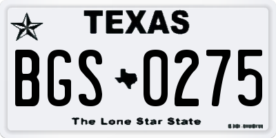 TX license plate BGS0275