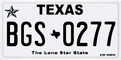 TX license plate BGS0277