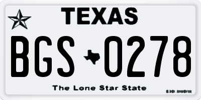 TX license plate BGS0278