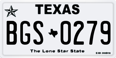 TX license plate BGS0279