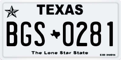 TX license plate BGS0281