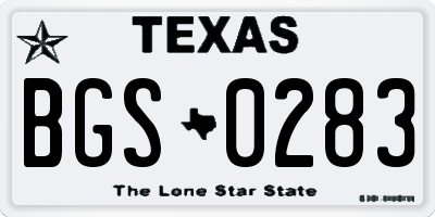 TX license plate BGS0283