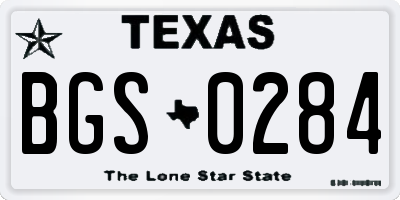 TX license plate BGS0284