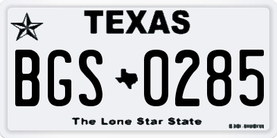 TX license plate BGS0285