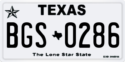 TX license plate BGS0286
