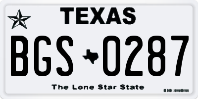 TX license plate BGS0287