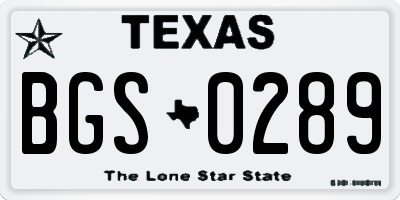 TX license plate BGS0289