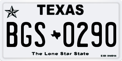 TX license plate BGS0290