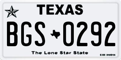 TX license plate BGS0292