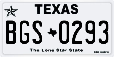 TX license plate BGS0293