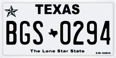 TX license plate BGS0294