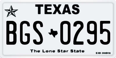 TX license plate BGS0295