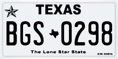 TX license plate BGS0298