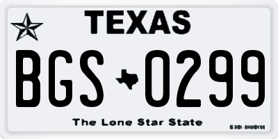 TX license plate BGS0299
