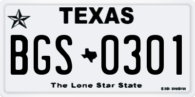 TX license plate BGS0301
