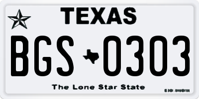 TX license plate BGS0303