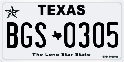 TX license plate BGS0305