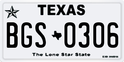 TX license plate BGS0306